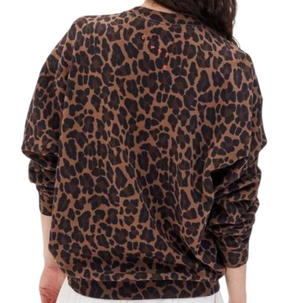 Women's Clare V Oversized Sweatshirt Animal Print Chocolate Double Jag XS - Picture 3 of 16